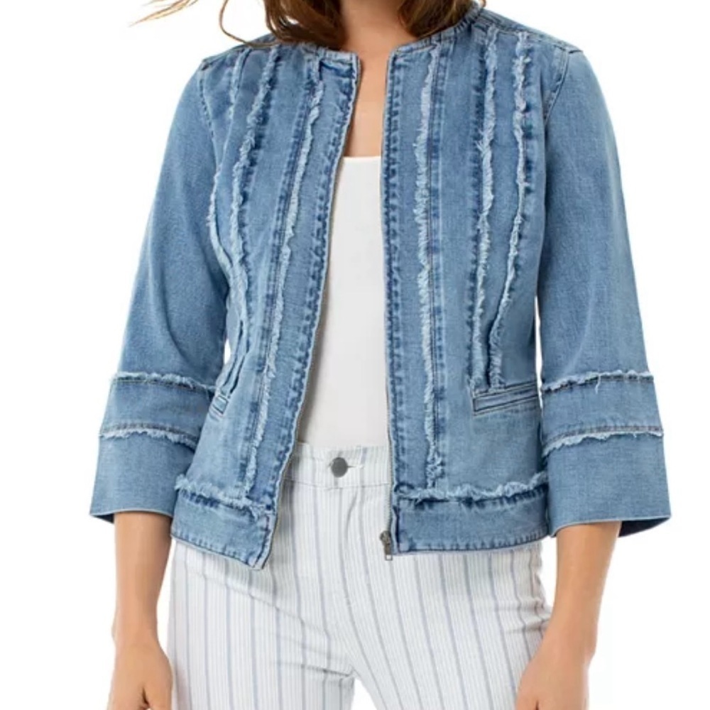 Women’s Liverpool Los Angeles Frayed Denim Jacket Size Small
